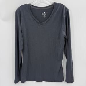 SEGMENTS Merino Wool Long Sleeve Shirt Womens Size L Grey Lightweight Layering